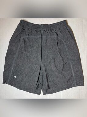 Lululemon Men’s Gray Heather Athletic Running Shorts L Lined Zip Pockets